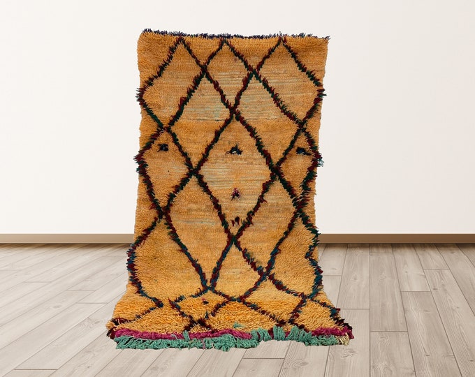 3x6 ft Soft Wool Rug Area,  Morrocan Vintage Berber Rug.