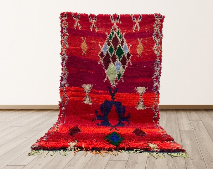 Colorful Moroccan Rug, 3x6 ft Wool rug, Boho rug, Vintage Moroccan area rugs.