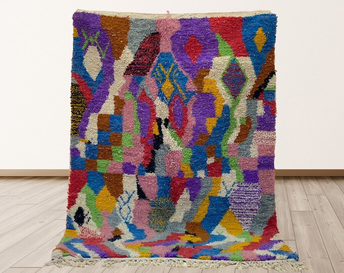 Handmade Moroccan Area Rug: Bohemian Custom Wool Rug.