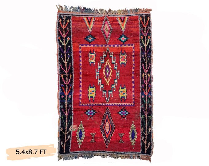 5x9 Bohemian Vintage Moroccan Area Rug.