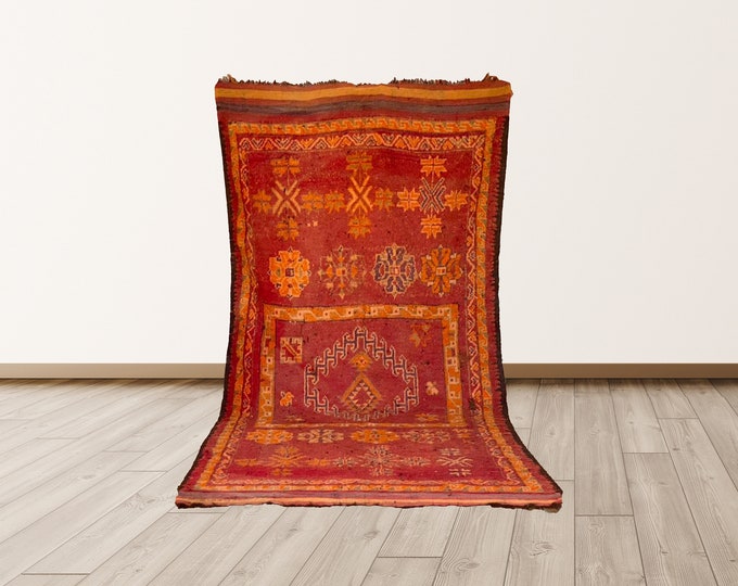 6x12 ft Moroccan vintage  rug , Moroccan red rug!