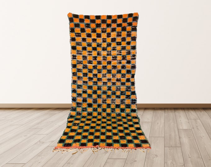 4x9 ft Moroccan  berber checkered rug , Moroccan tribal rug!