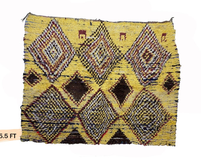 6x6 Colorful Moroccan Area Rug - Vintage Bohemian Rug.