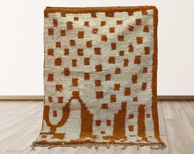 Luxurious Moroccan Handmade Area Rug in Unique Design.