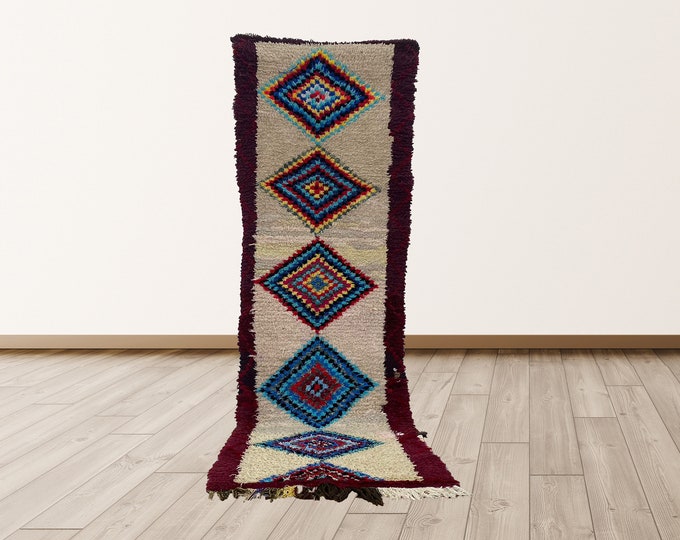3x8 Runner Rug Berber, Moroccan Vintage Rug.