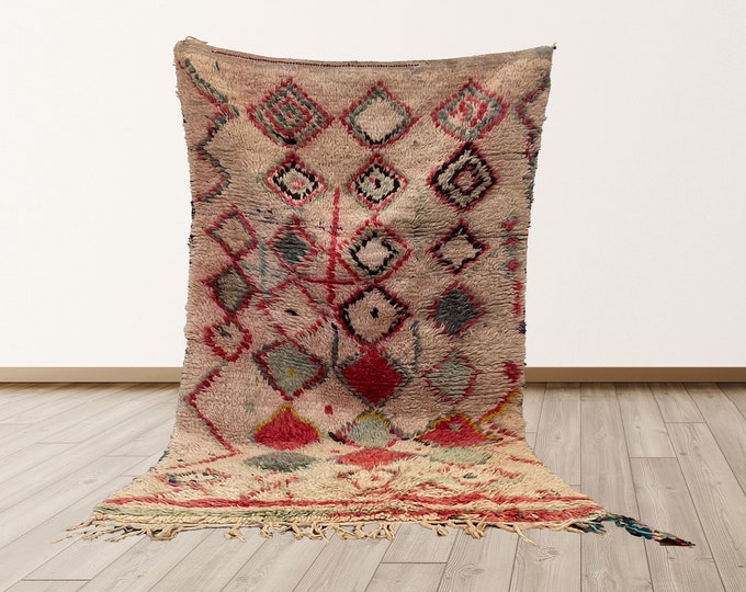 bathroom rug, 3x5 ft Tribal Morocco Vintage rugs, Azilal Vintage runner Rug.