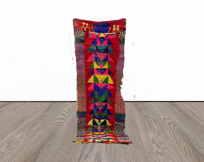 Narrow berber rug runner, 2x9 feet moroccan vintage rug runner, azilal woven rug runner.