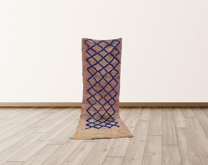 Vintage 3x9 ft Rug For Living Room, Moroccan Rug.