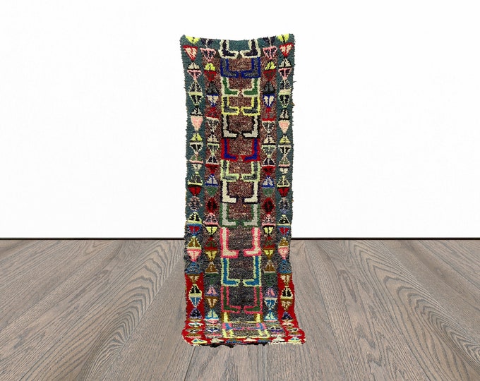 Narrow tribal runner rug, 2x9 feet moroccan runner rug, berber runner rug, vintage runner rug.