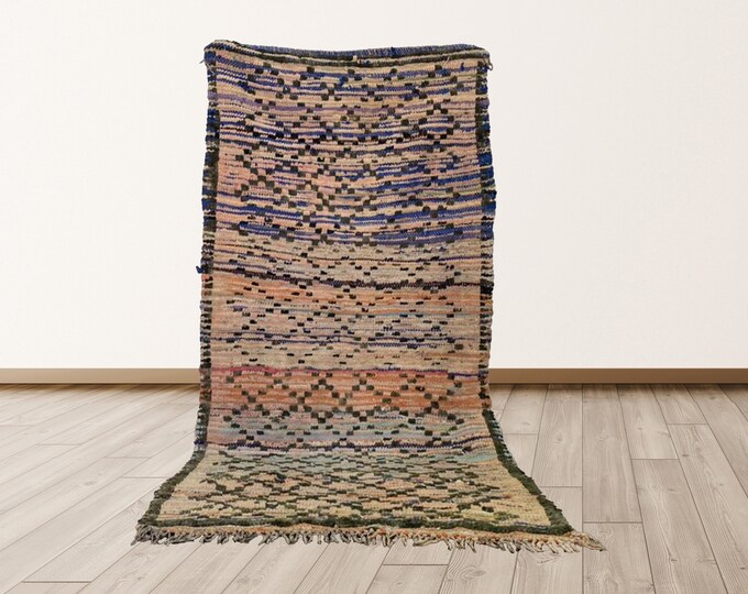 3x6 feet boujad Vintage Moroccan Tribal Berber Rug.