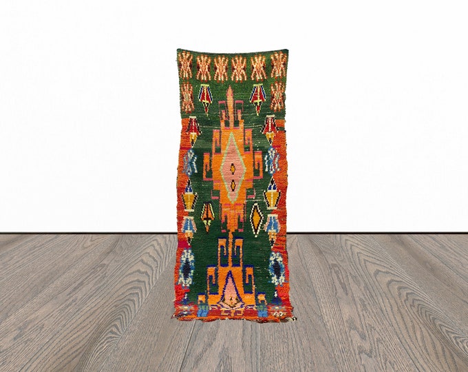 3x8 Feet hallway rug runner, vintage rug runner, moroccan made runner rug, berber runner rug.