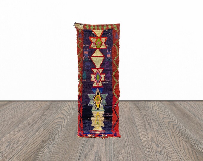 Narrow runner rug, 2x8 feet vintage entryway runner rug, berber runner rug, warm runner rug.