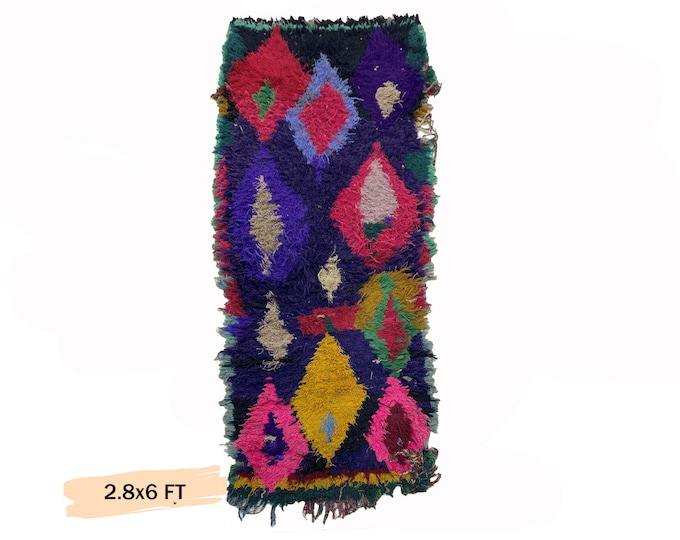 3x6 Moroccan Vintage Runner Rug: Woven Small Rug
