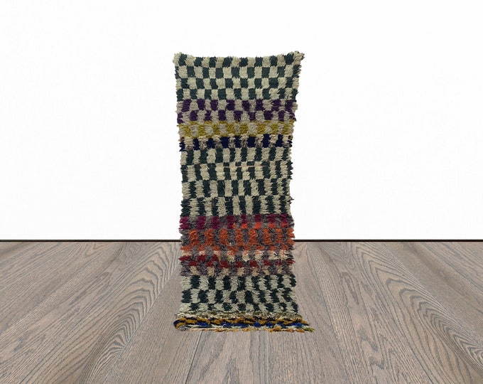 Vintage entryway runner rug, 3x9 feet moroccan runner rug, unique runner rug, berber runner rug.