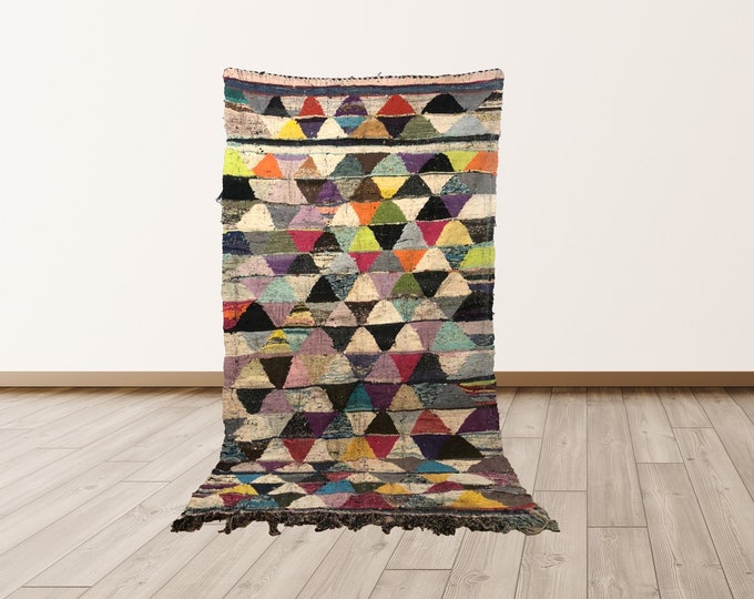 Moroccan vintage rug: Morocco Kilim flatweave area rug 4x8 ft.