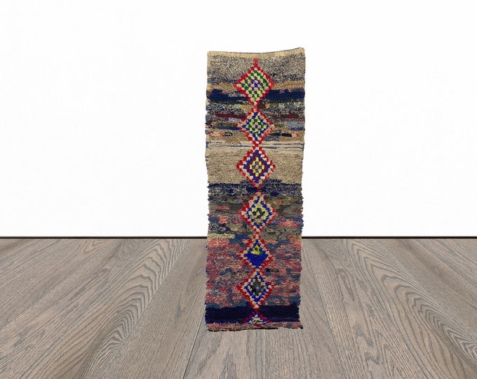 Small colorful runner rug, 2x6 feet vintage runner rug, entryway runner rug, moroccan runner rug.