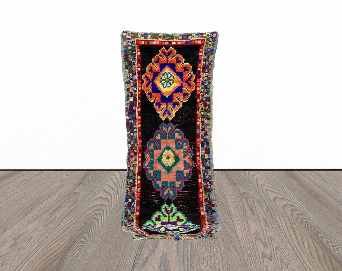 3x8 ft Colorful moroccan runner rug, vintage runner rug, berber woven runner rug.