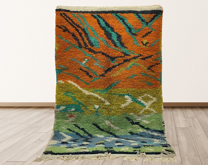 Boho Handmade Moroccan Area Rug: Home Decor Rug.