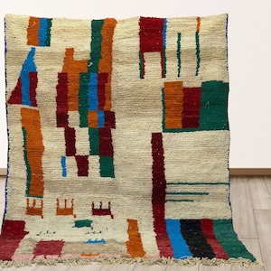 Handmade Moroccan Rug: Boho Wool Custom Area Rug.