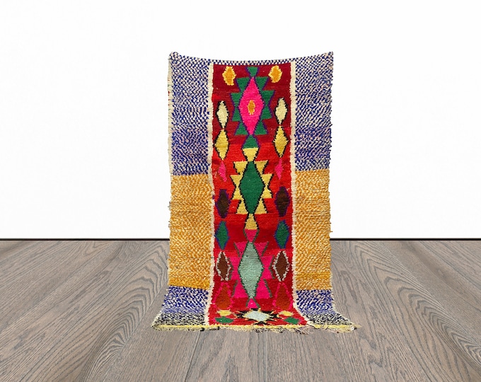 Beautiful area rug, 4x8 feet moroccan vintage berber rug, unique woven rug, azilal tribal rug.
