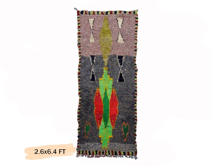 Vintage Authentic Moroccan Runner Rug 3x6, Traditional Tribal Patterns.