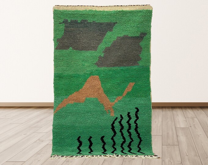 Handmade Moroccan Abstract Area Rug: Wool Boho Home Decor!