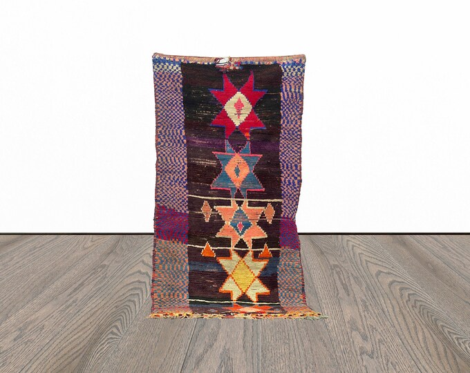 Area moroccan rug, 4x8 feet vintage woven rug, tribal berber rug, azilal indoor rug.