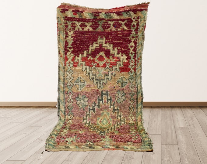 3x6 ft boucherouite Boujad Amazigh Berber Bug, Bohemian Runner Rug.