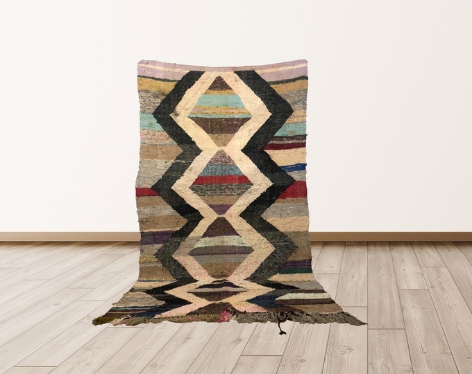 Moroccan vintage Kilim rug 5x8 ft ! berber area rug.