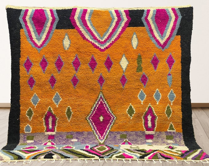 Custom Handmade Moroccan Area Rug: Unique Diamond Pattern Rug.