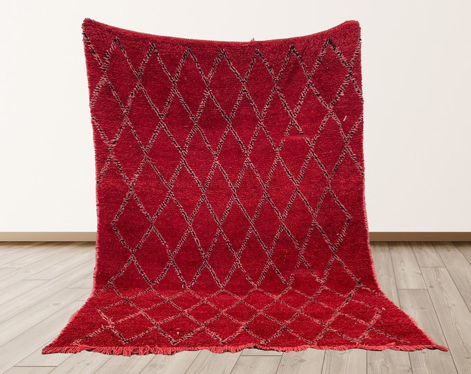 4x6 ft Berber Azilal area rug, vintage beni ourain rug.