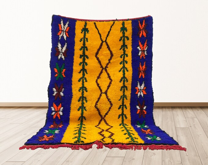 area maroccan rugs, vintage berber rug 4x6 feet azilal rug.