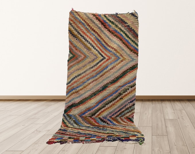 3x7 feet Tribal Azilal Morrocan Berber Vintage Rug.