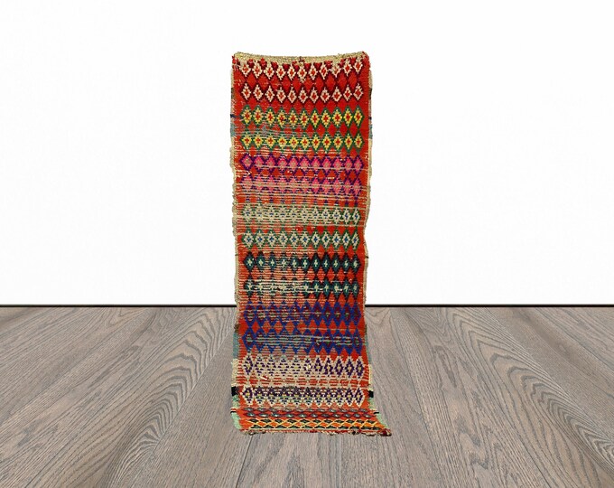 Colorful runner rug, 3x9 feet entryway runner rug, beautiful runner rug, vintage tribal runner rug.