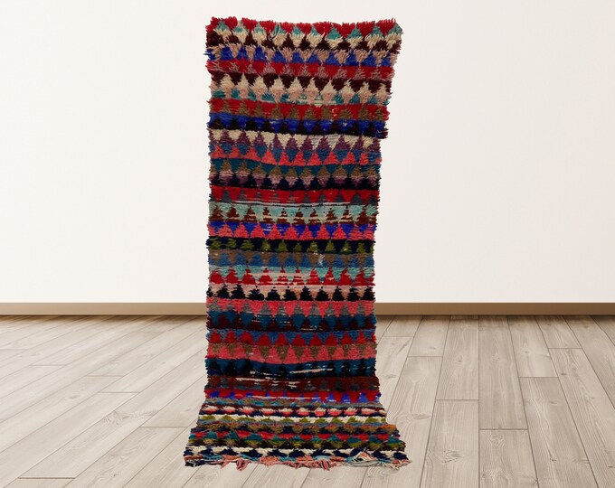 3x8 feet Bohemian runner rug, woven moroccan rug.