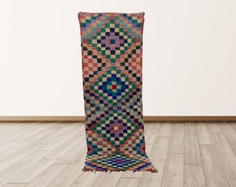 2x7 ft Small Runner Rug Berber, Moroccan Vintage Rug.