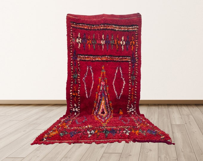 Soft Wool MOROCCAN Vintage Berber 5x12 area rug.