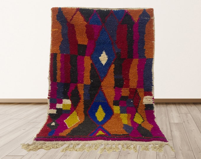 Wool Moroccan Custom Area Rug: Stylish and Colorful Design.