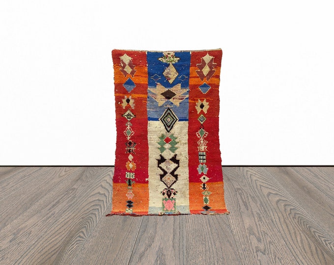 Vintage colorful rug, 4x6 feet moroccan azilal rug, unique area rug, beautiful woven rug, indoor berber rug.