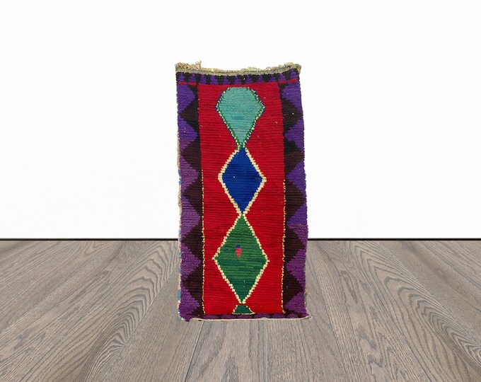 Moroccan area rug, 3x6 feet vintage azilal rug, tribal area rug, unique berber rug, handwoven rug.