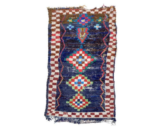 Berber Moroccan Runner- 4x8 Vintage Boho Rug.