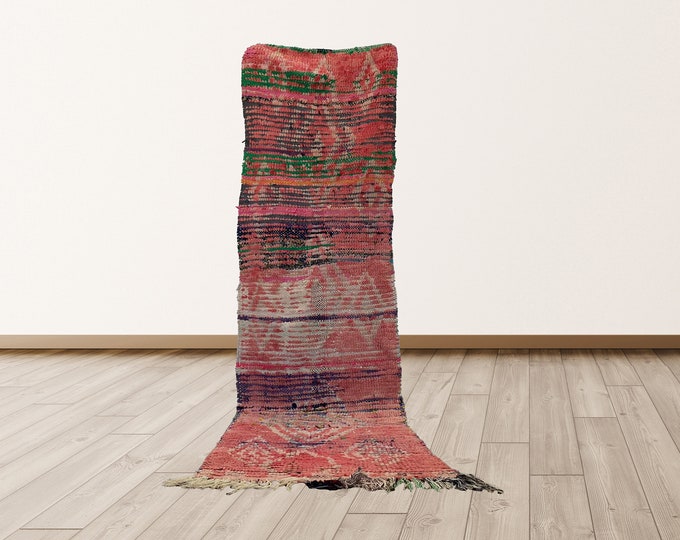 2x8 feet Azilal Berber Vintage Morrocan Tribal Runners Rug.