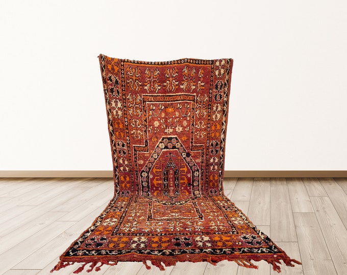 15x7 ft Large colorful shag wool Vintage bathroom rug, berber Vintage Moroccan azilal rugs.