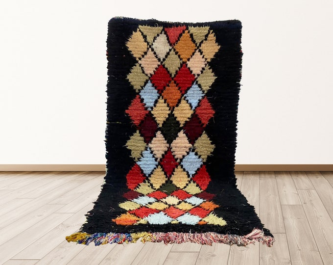 Morrocan Berber vintage rug: 2x5 Moroccan Berber runners rug.