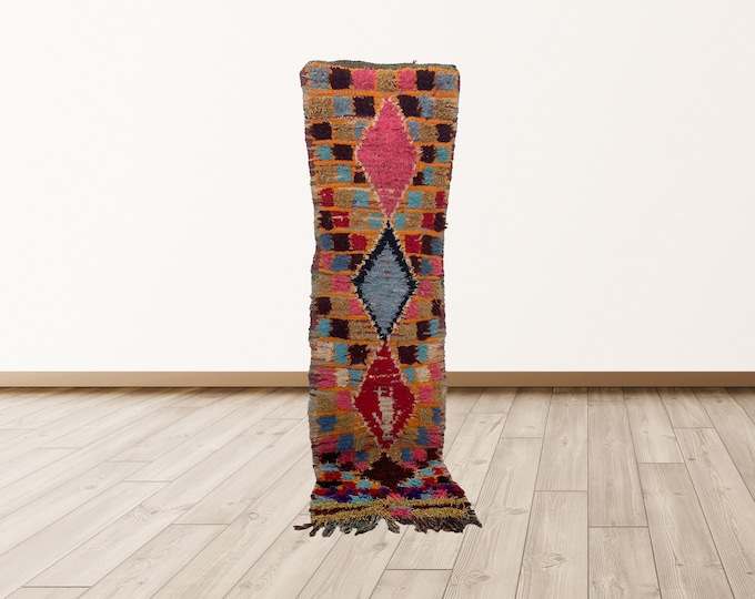 2x8 Vintage hallway runner rug: Berber Moroccan narrow Runners Rug.