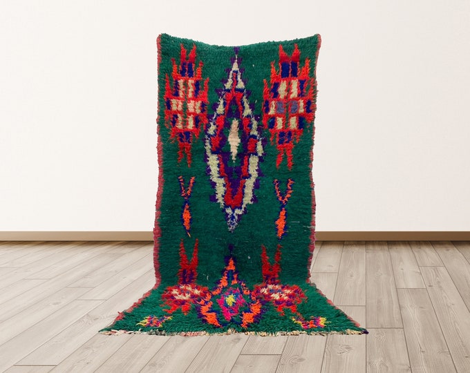 Vintage 4x8 ft Moroccan Azilal Berber rug.