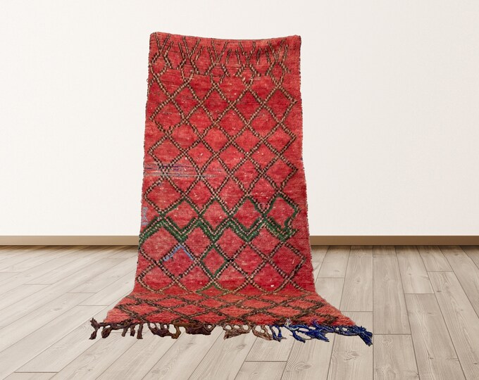 Berber Vintage Morrocan Tribal Azilal 4x8 ft shag Rug.