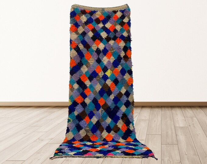 3x8 feet Tribal Colorful Vintage Moroccan Berber rug.