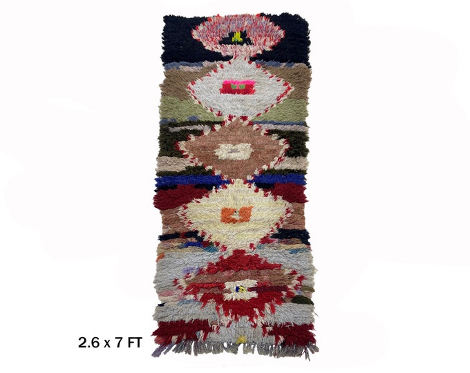 Unique Vintage Moroccan Rug Runner 3x6: Vibrant Home Decor.