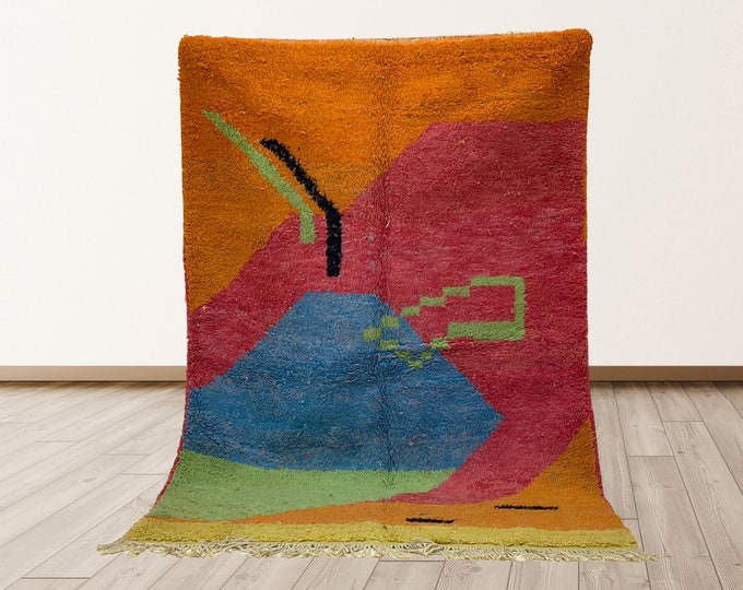 Moroccan Handmade Colorful Rug, Berber Style Area Rug.